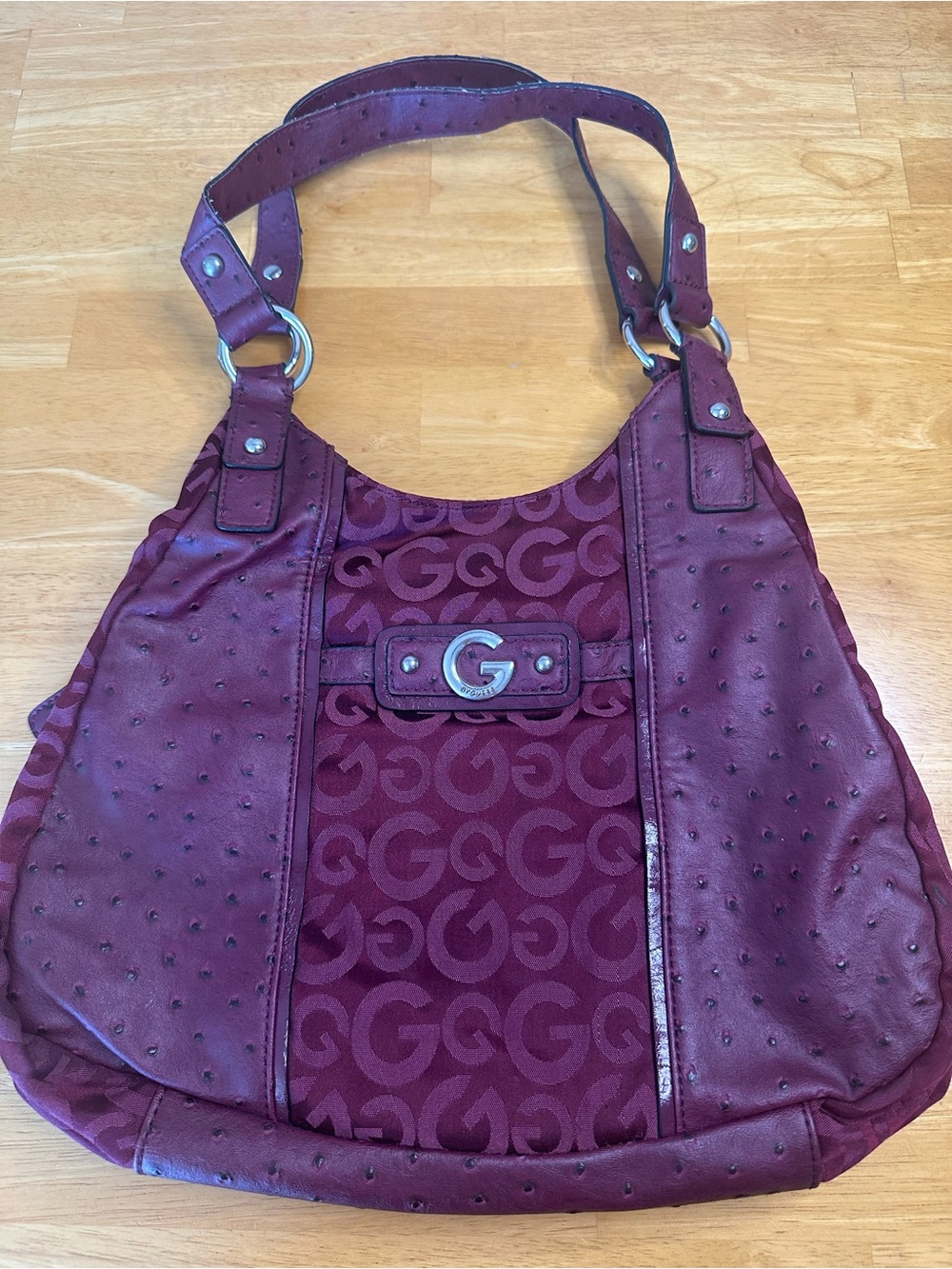 VTG Y2K G by GUESS Burgundy Monogram Shoulder Bag